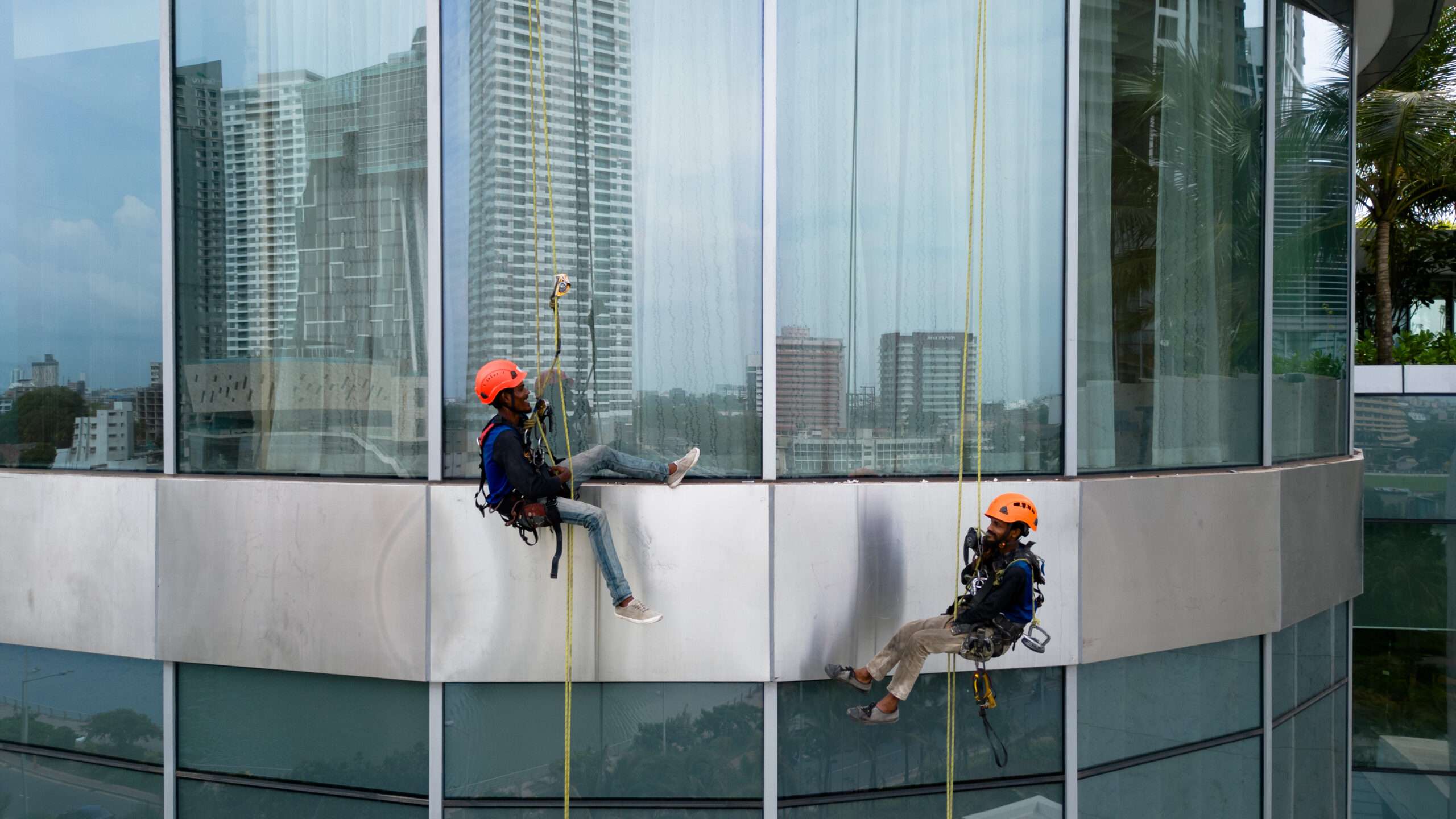 ITC Ratnadipa Colombo One Rope Access Facade Cleaning by Spider Technologies: Your One-Stop Rope Access Solution Provider for Industrial, Commercial, and Residential Buildings in Sri Lanka.