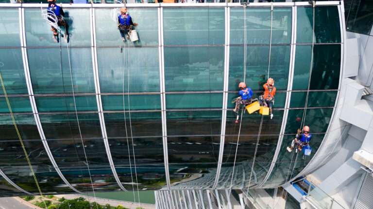 ITC Ratnadipa Colombo One Rope Access Facade Cleaning by Spider Technologies: Your One-Stop Rope Access Solution Provider for Industrial, Commercial, and Residential Buildings in Sri Lanka.